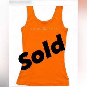 Vintage  BEBE Sport Orange Women's Tank Top with Rhinestone Logo.